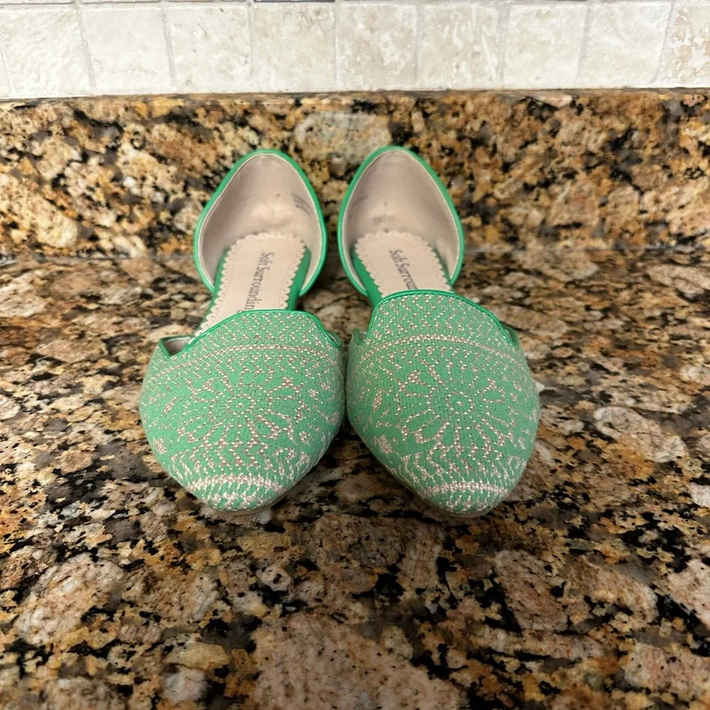 Soft Surroundings Amelia Green Flats Slip On Shoes Women's‎ Size 8